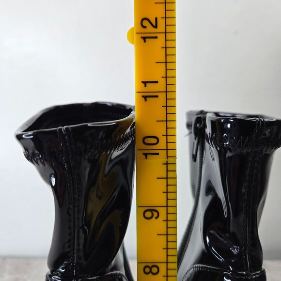 Steve Madden Platform Boots 10 Black Patent Y2k Chunky Block Heel Go Go Booties - Picture 11 of 11
